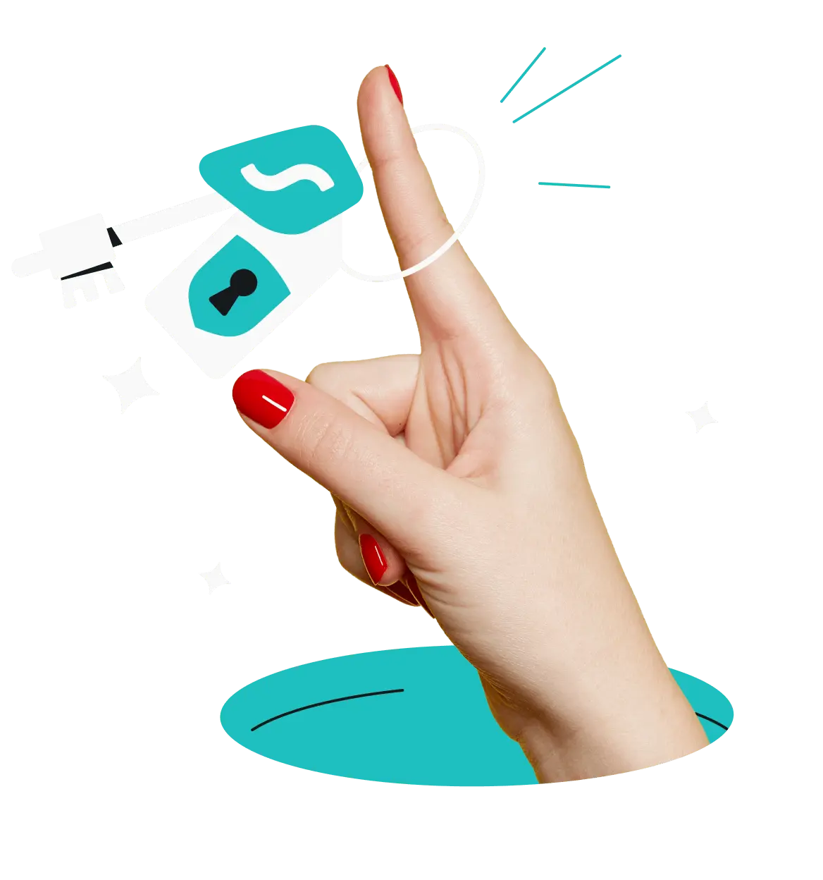 手上戴着钥匙。